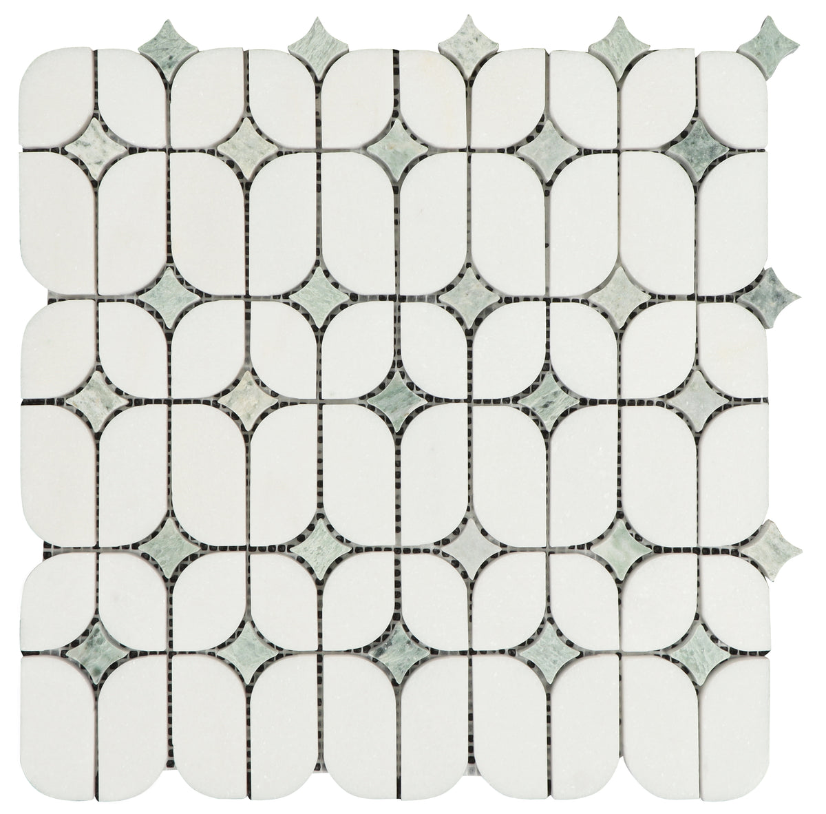 Thassos White with Ming Green Dot Marble Wall & Floor Mosaic Tiles ...